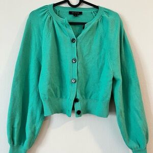 Ann Taylor Green Cropped Cardigan Sweater